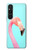 W3708 Pink Flamingo Hülle Schutzhülle Taschen und Leder Flip für Sony Xperia 1 V