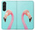 W3708 Pink Flamingo Hülle Schutzhülle Taschen und Leder Flip für Sony Xperia 1 V