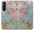 W3717 Rose Gold Blue Pastel Marble Graphic Printed Hülle Schutzhülle Taschen und Leder Flip für Sony Xperia 1 V