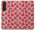 W3719 Strawberry Pattern Hülle Schutzhülle Taschen und Leder Flip für Sony Xperia 1 V
