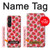 W3719 Strawberry Pattern Hülle Schutzhülle Taschen und Leder Flip für Sony Xperia 1 V