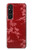 W3817 Red Floral Cherry blossom Pattern Hülle Schutzhülle Taschen und Leder Flip für Sony Xperia 1 V
