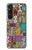 W3879 Retro Music Doodle Hülle Schutzhülle Taschen und Leder Flip für Sony Xperia 1 V