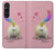 W3923 Cat Bottom Rainbow Tail Hülle Schutzhülle Taschen und Leder Flip für Sony Xperia 1 V