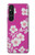 W3924 Cherry Blossom Pink Background Hülle Schutzhülle Taschen und Leder Flip für Sony Xperia 1 V