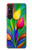 W3926 Colorful Tulip Oil Painting Hülle Schutzhülle Taschen und Leder Flip für Sony Xperia 1 V