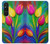 W3926 Colorful Tulip Oil Painting Hülle Schutzhülle Taschen und Leder Flip für Sony Xperia 1 V