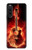 W0415 Fire Guitar Burn Hülle Schutzhülle Taschen und Leder Flip für Sony Xperia 10 V