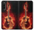 W0415 Fire Guitar Burn Hülle Schutzhülle Taschen und Leder Flip für Sony Xperia 10 V