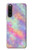 W3706 Pastel Rainbow Galaxy Pink Sky Hülle Schutzhülle Taschen und Leder Flip für Sony Xperia 10 V