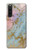 W3717 Rose Gold Blue Pastel Marble Graphic Printed Hülle Schutzhülle Taschen und Leder Flip für Sony Xperia 10 V