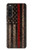 W3804 Fire Fighter Metal Red Line Flag Graphic Hülle Schutzhülle Taschen und Leder Flip für Sony Xperia 10 V