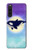 W3807 Killer Whale Orca Moon Pastel Fantasy Hülle Schutzhülle Taschen und Leder Flip für Sony Xperia 10 V