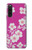 W3924 Cherry Blossom Pink Background Hülle Schutzhülle Taschen und Leder Flip für Sony Xperia 10 V