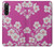 W3924 Cherry Blossom Pink Background Hülle Schutzhülle Taschen und Leder Flip für Sony Xperia 10 V