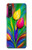 W3926 Colorful Tulip Oil Painting Hülle Schutzhülle Taschen und Leder Flip für Sony Xperia 10 V