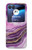 W3896 Purple Marble Gold Streaks Hülle Schutzhülle Taschen Flip für Motorola Razr 40 Ultra