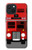 W2058 England British Double Decker Bus Hülle Schutzhülle Taschen und Leder Flip für iPhone 15