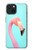 W3708 Pink Flamingo Hülle Schutzhülle Taschen und Leder Flip für iPhone 15