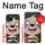 W3855 Sloth Face Cartoon Hülle Schutzhülle Taschen und Leder Flip für iPhone 15