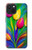 W3926 Colorful Tulip Oil Painting Hülle Schutzhülle Taschen und Leder Flip für iPhone 15