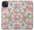 W3688 Floral Flower Art Pattern Hülle Schutzhülle Taschen und Leder Flip für iPhone 15 Plus