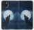 W3693 Grim White Wolf Full Moon Hülle Schutzhülle Taschen und Leder Flip für iPhone 15 Plus