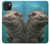 W3871 Cute Baby Hippo Hippopotamus Hülle Schutzhülle Taschen und Leder Flip für iPhone 15 Plus