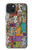 W3879 Retro Music Doodle Hülle Schutzhülle Taschen und Leder Flip für iPhone 15 Plus