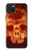 W3881 Fire Skull Hülle Schutzhülle Taschen und Leder Flip für iPhone 15 Plus