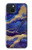 W3906 Navy Blue Purple Marble Hülle Schutzhülle Taschen und Leder Flip für iPhone 15 Plus