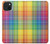 W3942 LGBTQ Rainbow Plaid Tartan Hülle Schutzhülle Taschen und Leder Flip für iPhone 15 Plus