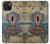 W3955 Vintage Keyhole Weather Door Hülle Schutzhülle Taschen und Leder Flip für iPhone 15 Plus