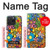 W3281 Colorful Hippie Flowers Pattern Hülle Schutzhülle Taschen und Leder Flip für iPhone 15 Pro