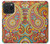 W3402 Floral Paisley Pattern Seamless Hülle Schutzhülle Taschen und Leder Flip für iPhone 15 Pro