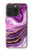 W3896 Purple Marble Gold Streaks Hülle Schutzhülle Taschen und Leder Flip für iPhone 15 Pro