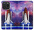 W3913 Colorful Nebula Space Shuttle Hülle Schutzhülle Taschen und Leder Flip für iPhone 15 Pro