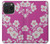 W3924 Cherry Blossom Pink Background Hülle Schutzhülle Taschen und Leder Flip für iPhone 15 Pro
