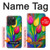 W3926 Colorful Tulip Oil Painting Hülle Schutzhülle Taschen und Leder Flip für iPhone 15 Pro