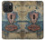 W3955 Vintage Keyhole Weather Door Hülle Schutzhülle Taschen und Leder Flip für iPhone 15 Pro