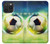 W3844 Glowing Football Soccer Ball Hülle Schutzhülle Taschen und Leder Flip für iPhone 15 Pro Max