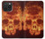 W3881 Fire Skull Hülle Schutzhülle Taschen und Leder Flip für iPhone 15 Pro Max