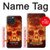 W3881 Fire Skull Hülle Schutzhülle Taschen und Leder Flip für iPhone 15 Pro Max