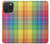 W3942 LGBTQ Rainbow Plaid Tartan Hülle Schutzhülle Taschen und Leder Flip für iPhone 15 Pro Max