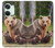 W3558 Bear Family Hülle Schutzhülle Taschen und Leder Flip für OnePlus Nord 3