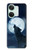 W3693 Grim White Wolf Full Moon Hülle Schutzhülle Taschen und Leder Flip für OnePlus Nord 3