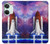 W3913 Colorful Nebula Space Shuttle Hülle Schutzhülle Taschen und Leder Flip für OnePlus Nord 3