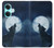 W3693 Grim White Wolf Full Moon Hülle Schutzhülle Taschen und Leder Flip für OnePlus Nord CE3