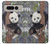 W3793 Cute Baby Panda Snow Painting Hülle Schutzhülle Taschen und Leder Flip für Google Pixel Fold