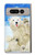 W3794 Arctic Polar Bear and Seal Paint Hülle Schutzhülle Taschen und Leder Flip für Google Pixel Fold